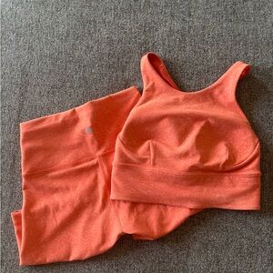 lululemon athletica Coral Orange Sports Bra and Leggings Set